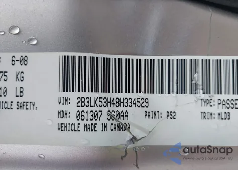 2008 Dodge Charger R/T z USA, uszkodzony, nr VIN 2B3LK53H48H334529